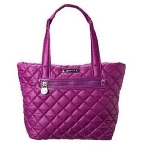 MICHAEL KORS SADIE LARGE QUILTED NYLON TOTE PURPLE POMEGRANATE BAG